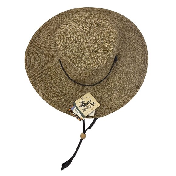 San Diego Hat Co. Packable Wide Brim Paper Sun Hat Chin Cord UPF 50+ With Tag - Picture 1 of 5